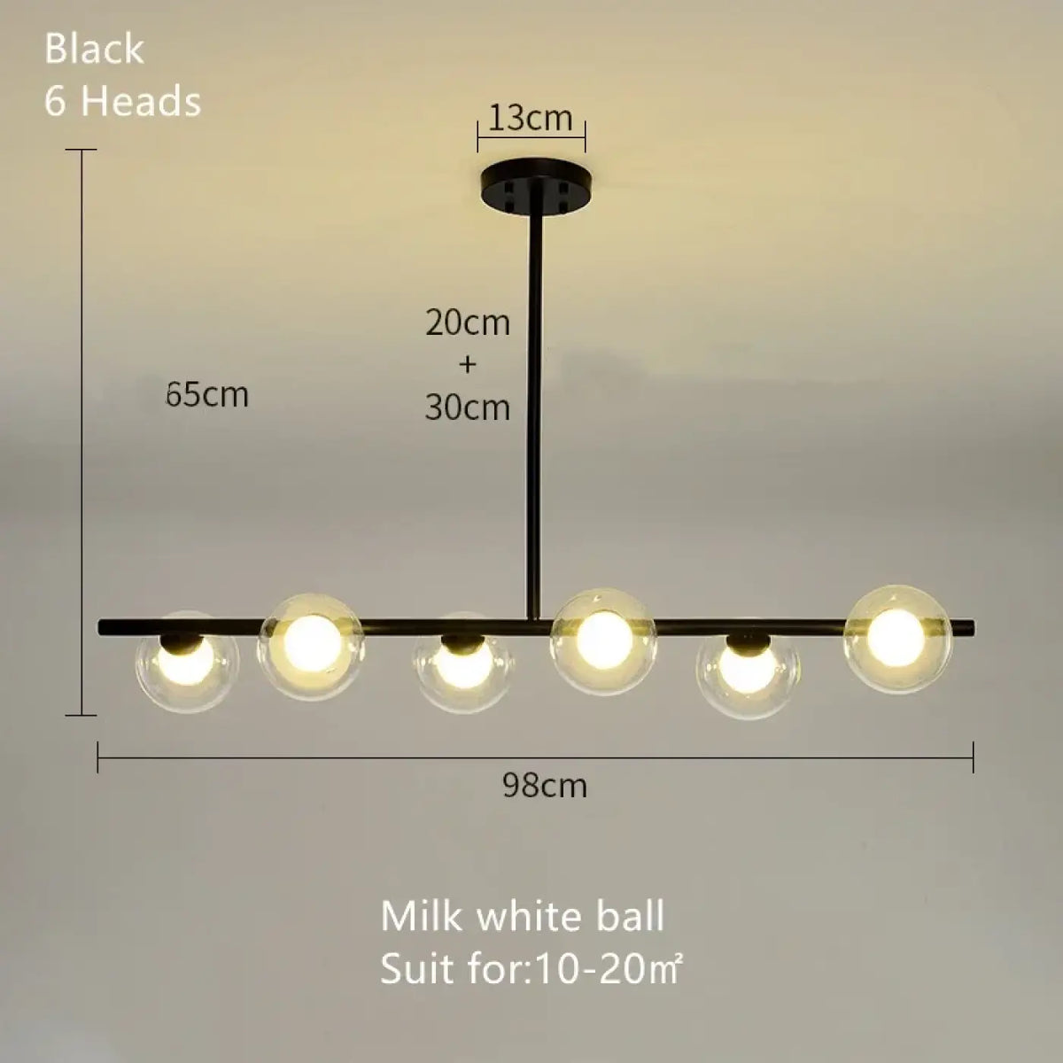 Suspension minimaliste noire en verre opalin ou transparent