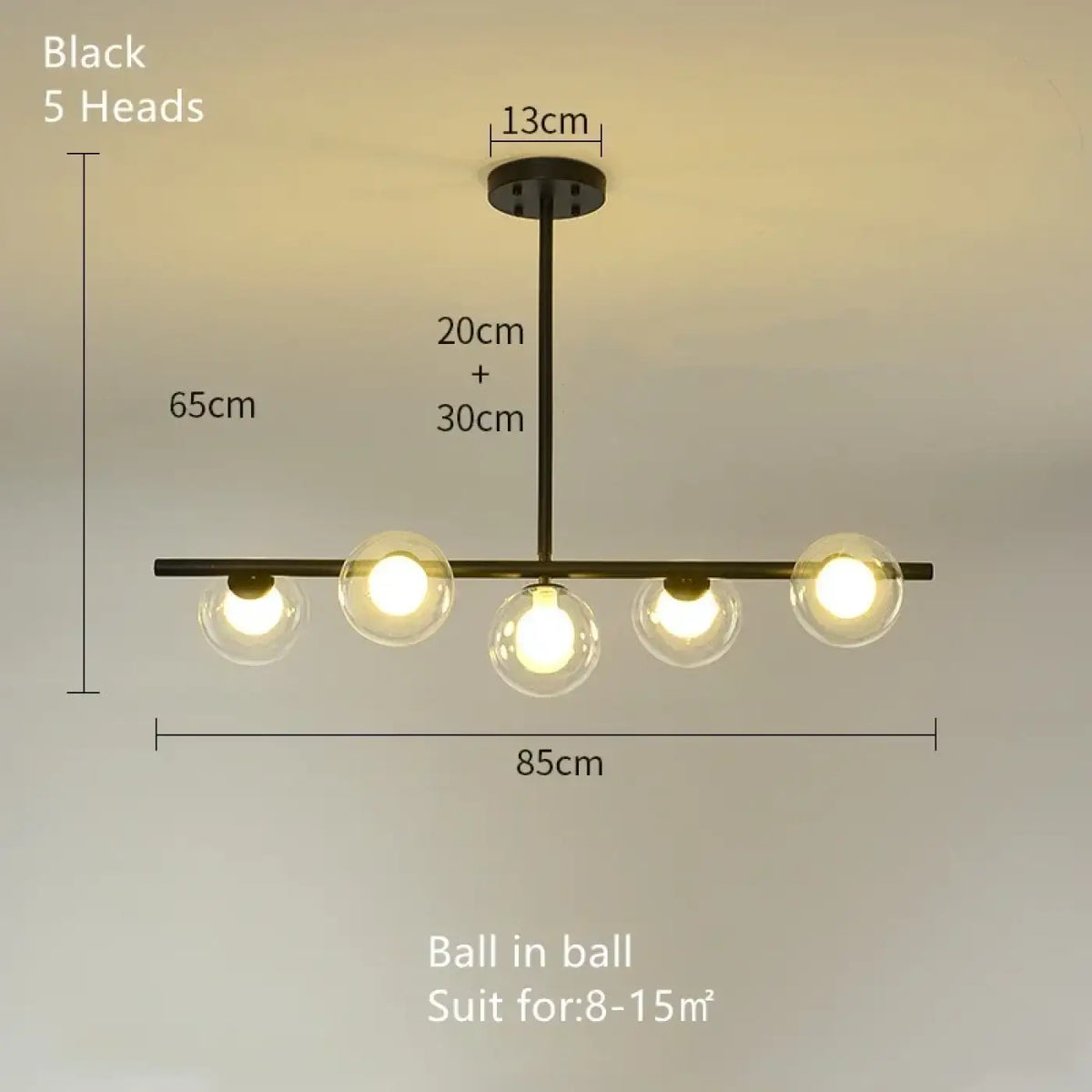 Suspension minimaliste noire en verre opalin ou transparent