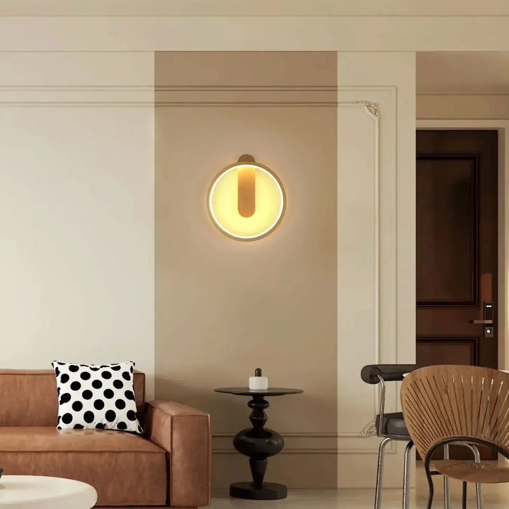 Luminaire rond en bois, ligne minimaliste et lumière douce