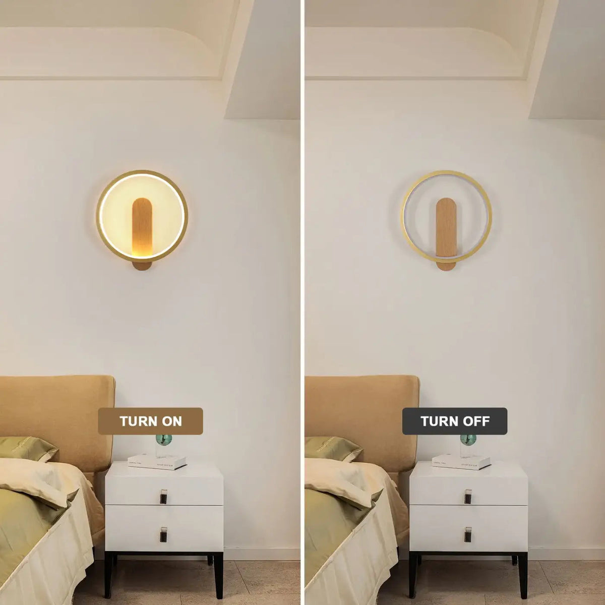 Luminaire rond en bois, ligne minimaliste et lumière douce