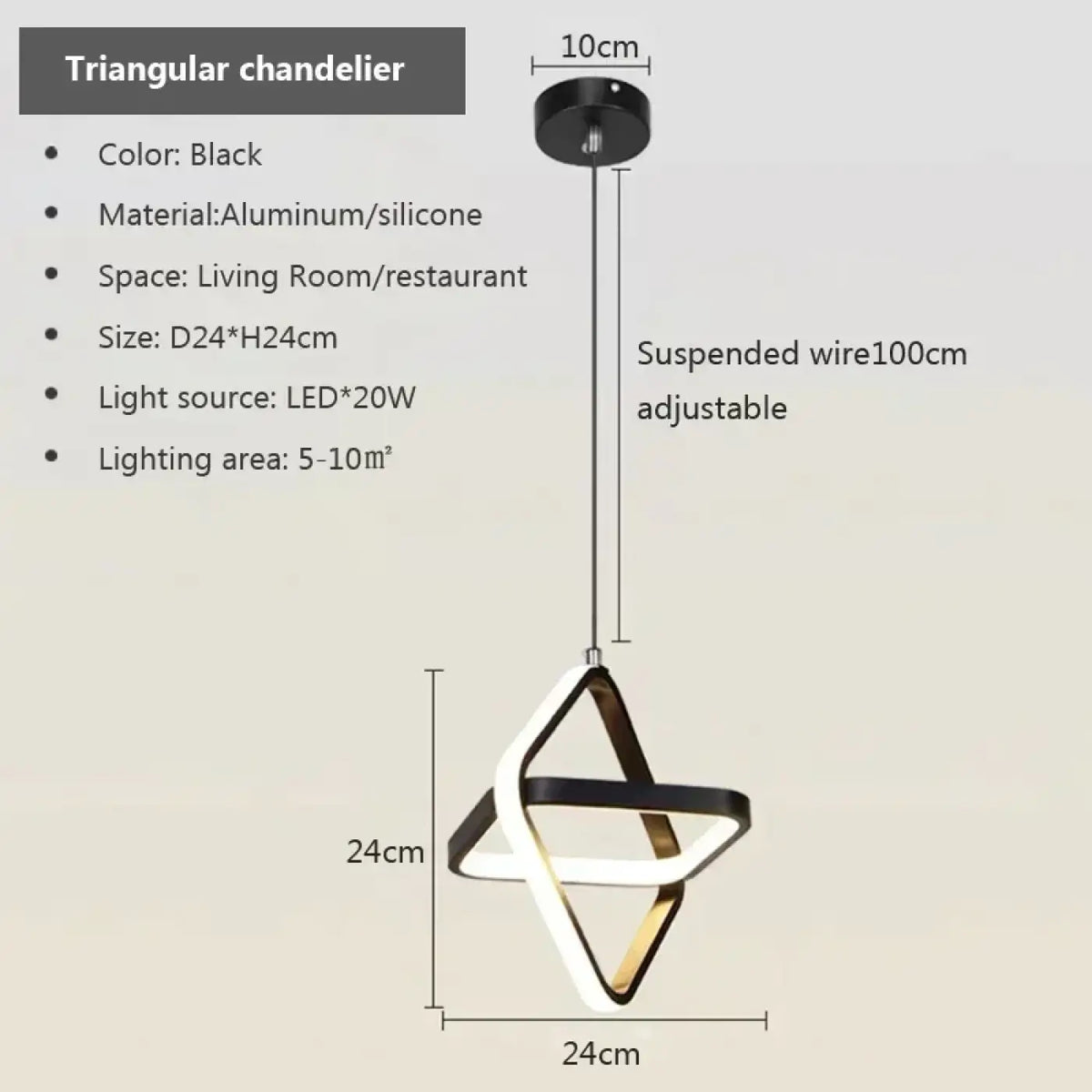 Suspension géométrique minimaliste, ronde ou carrée