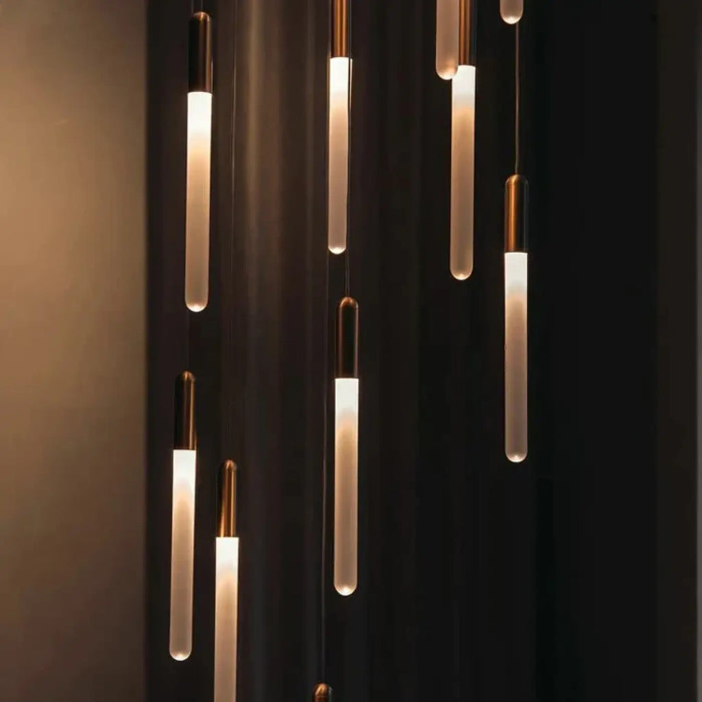 Suspension minimaliste à tubes lumineux, tailles S à XXL