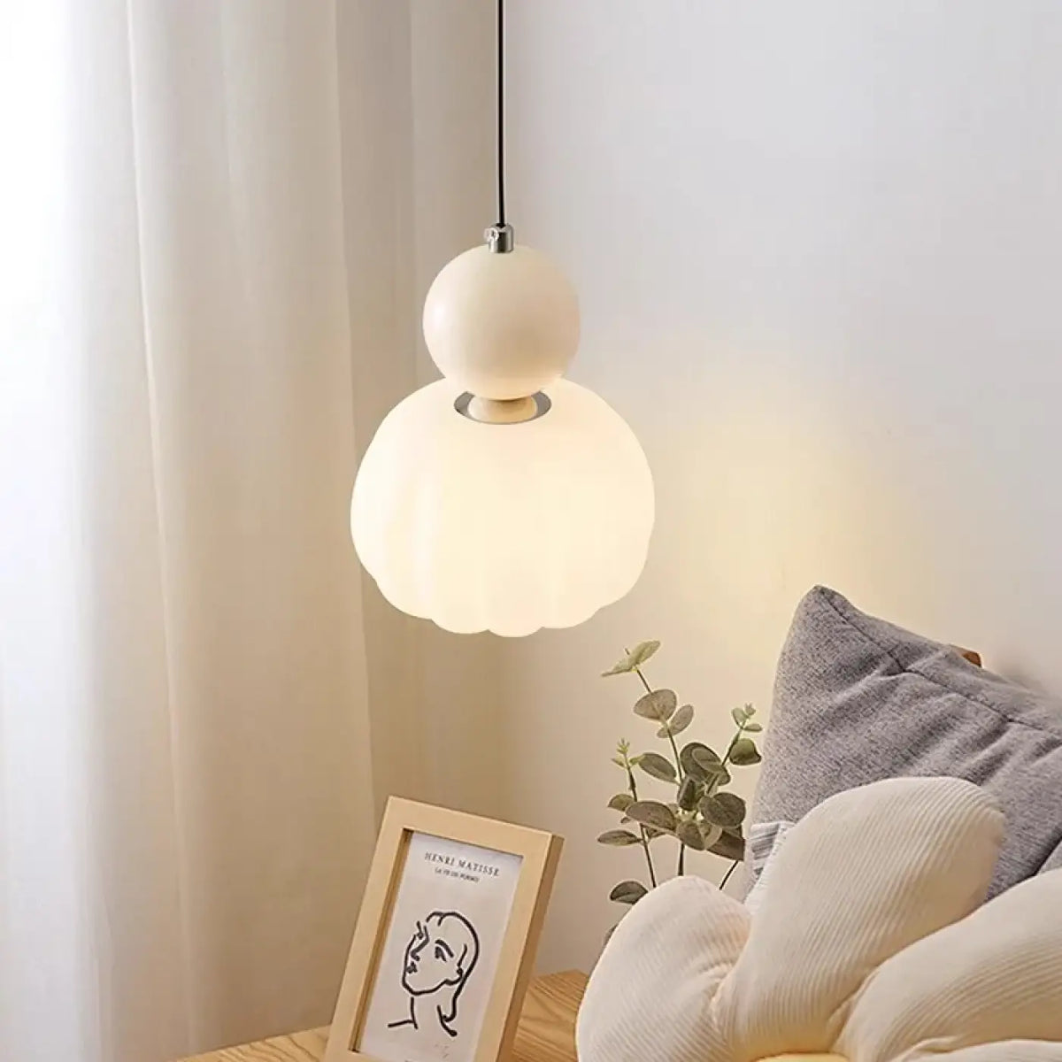 Suspension minimaliste en verre et bois, quatre couleurs