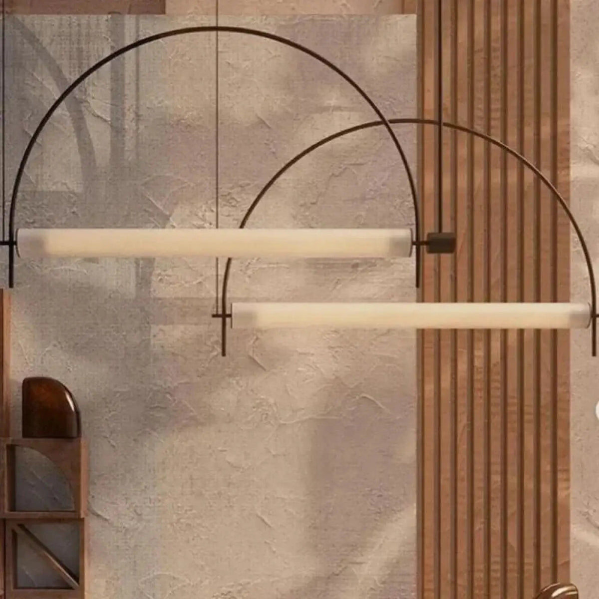 Suspension moderne à double barre et arc, noir ou doré