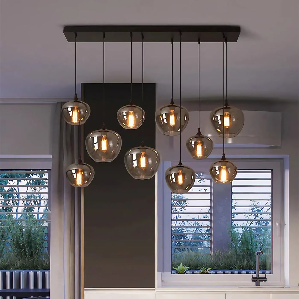 Suspension moderne à globes en verre fumé, de S à 2XL