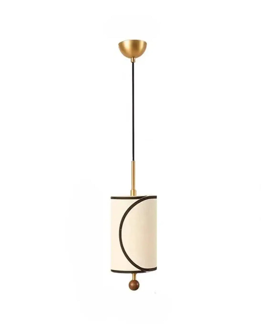 Suspension moderne à abat-jour en tissu beige et métal doré