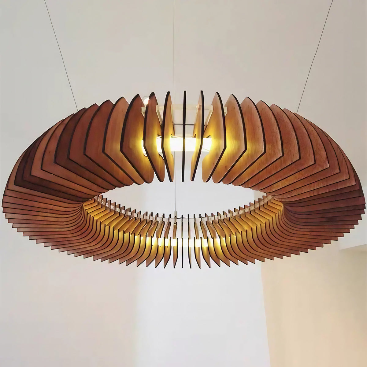Suspension en bois et acrylique, doré ou brun, tailles S, M, L