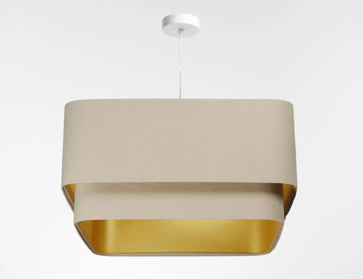 Suspension moderne à abat-jour textile beige