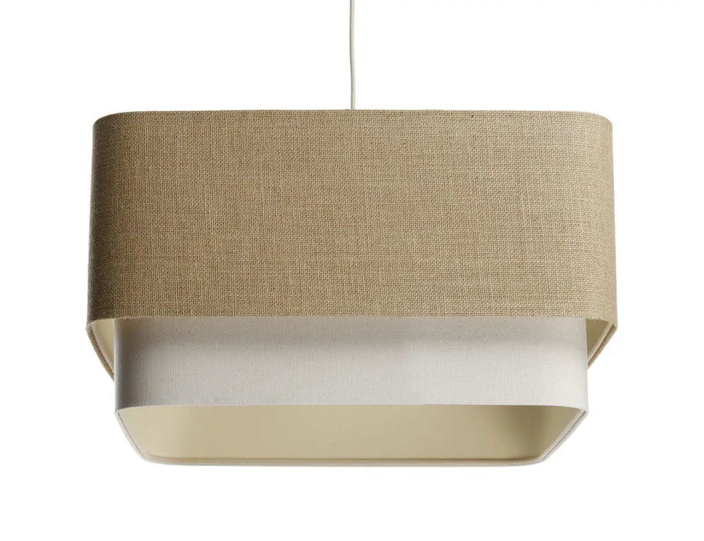 Suspension à double abat-jour textile beige et crème