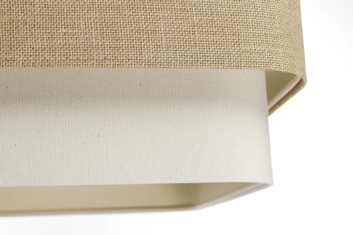 Suspension à double abat-jour textile beige et crème