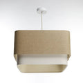 Suspension à double abat-jour textile beige et crème