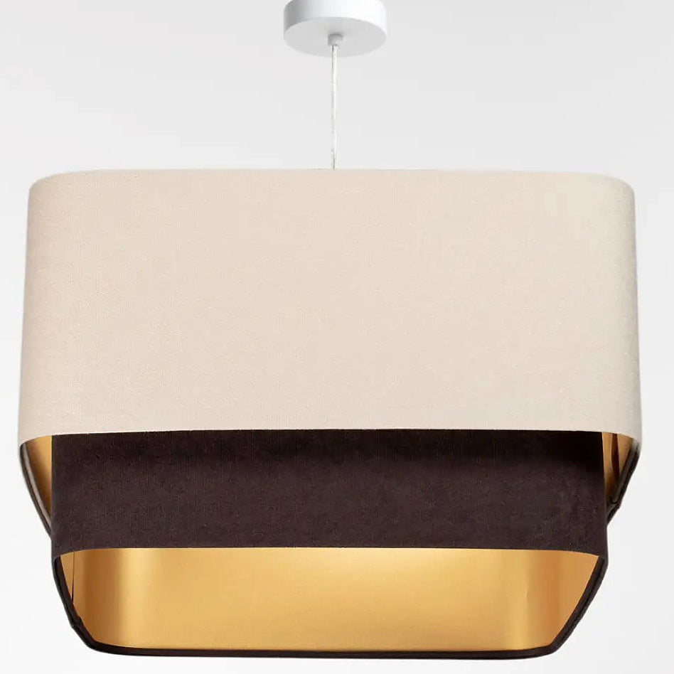 Suspension moderne à abat-jour textile beige et marron