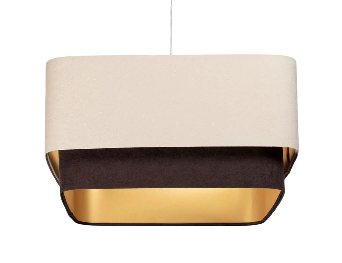 Suspension moderne à abat-jour textile beige et marron