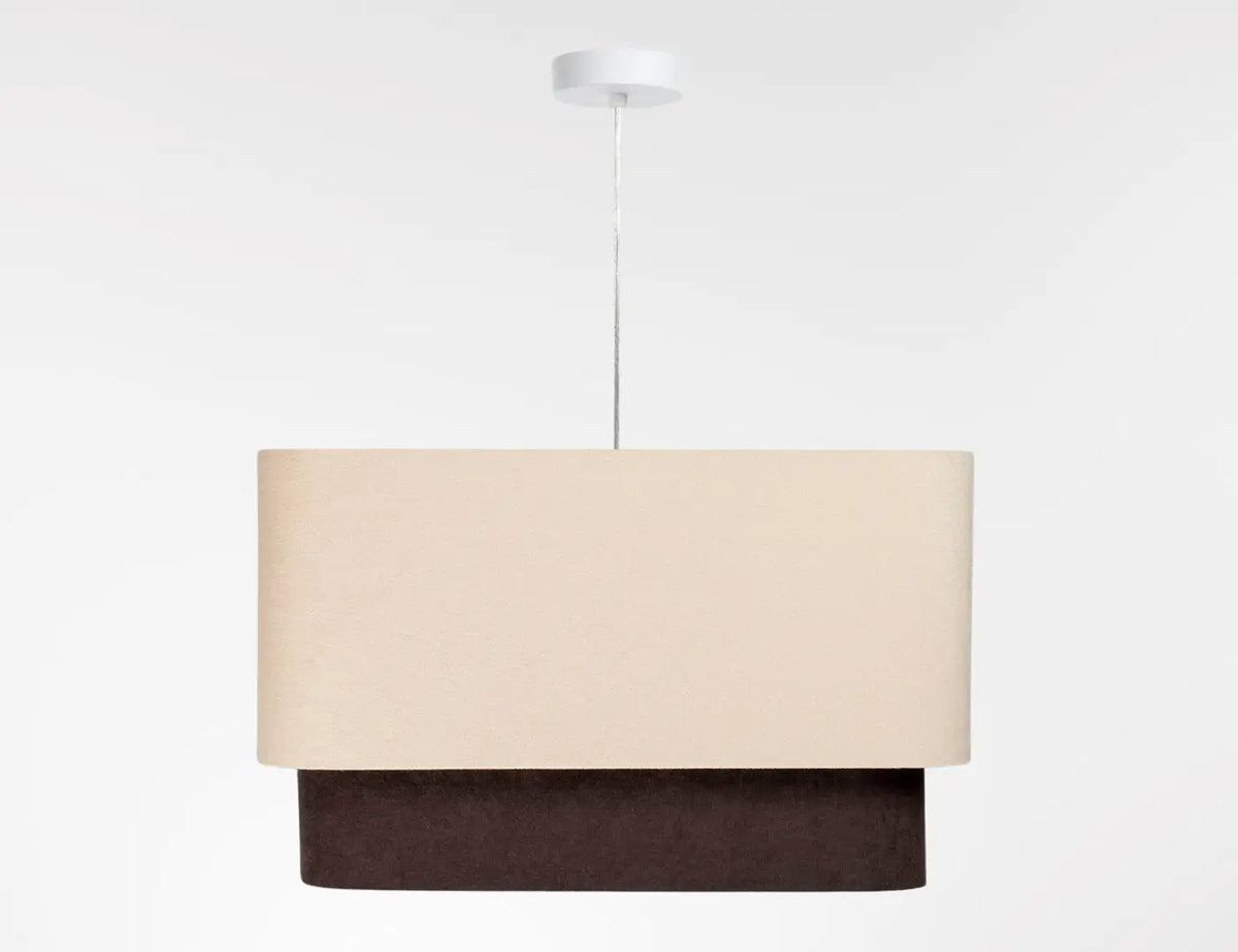 Suspension moderne à abat-jour textile beige et marron