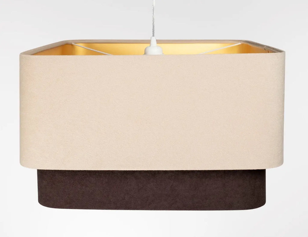 Suspension moderne à abat-jour textile beige et marron