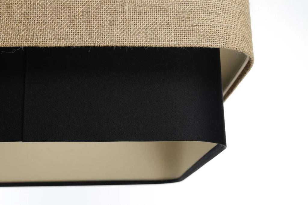 Suspension moderne à abat-jour textile beige et noir