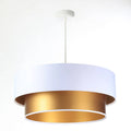 Suspension cylindre en tissu blanc, intérieur doré, 40 à 60 cm