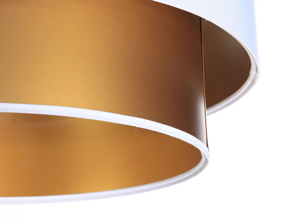 Suspension cylindre en tissu blanc, intérieur doré, 40 à 60 cm