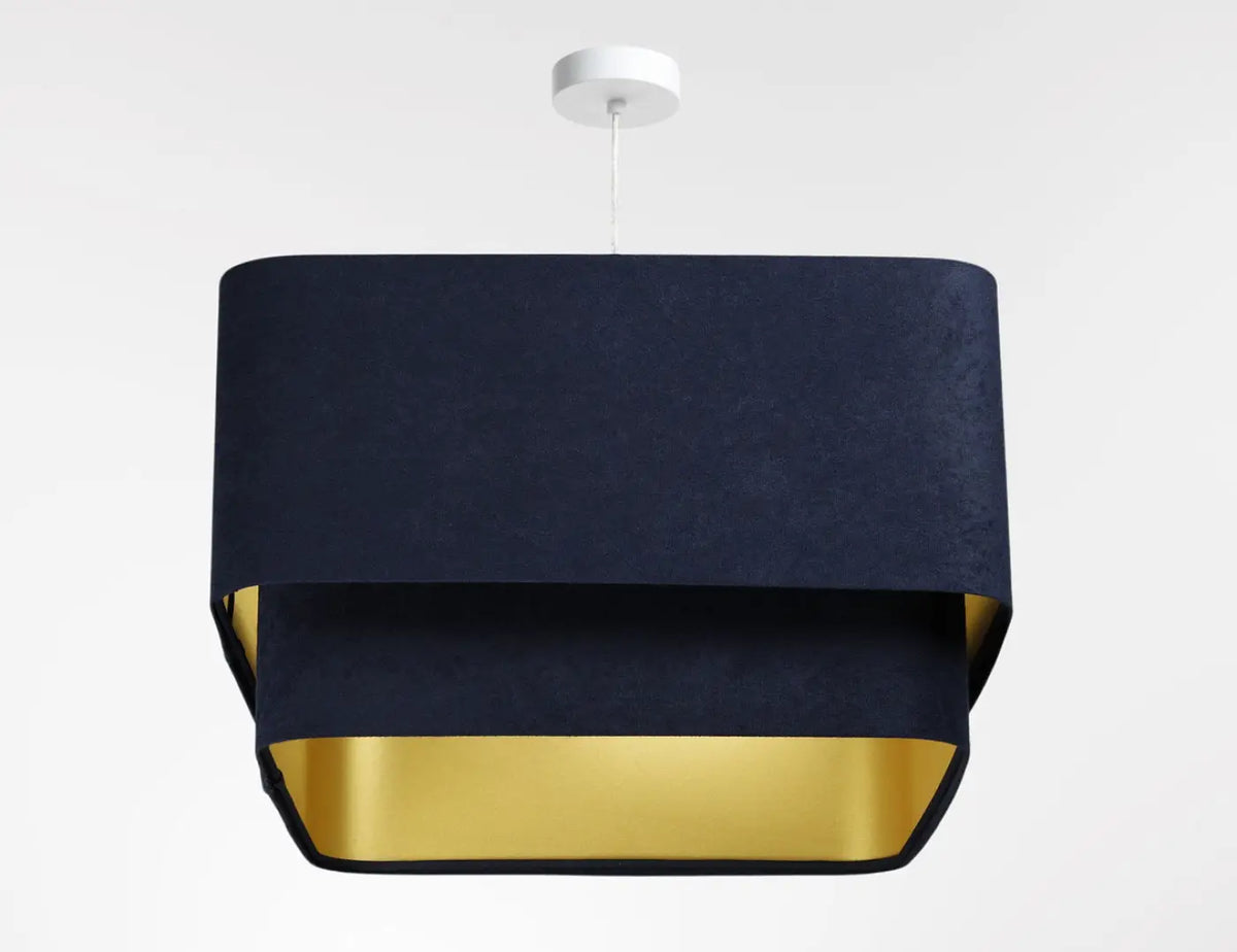 Suspension moderne à abat-jour textile bleu marine