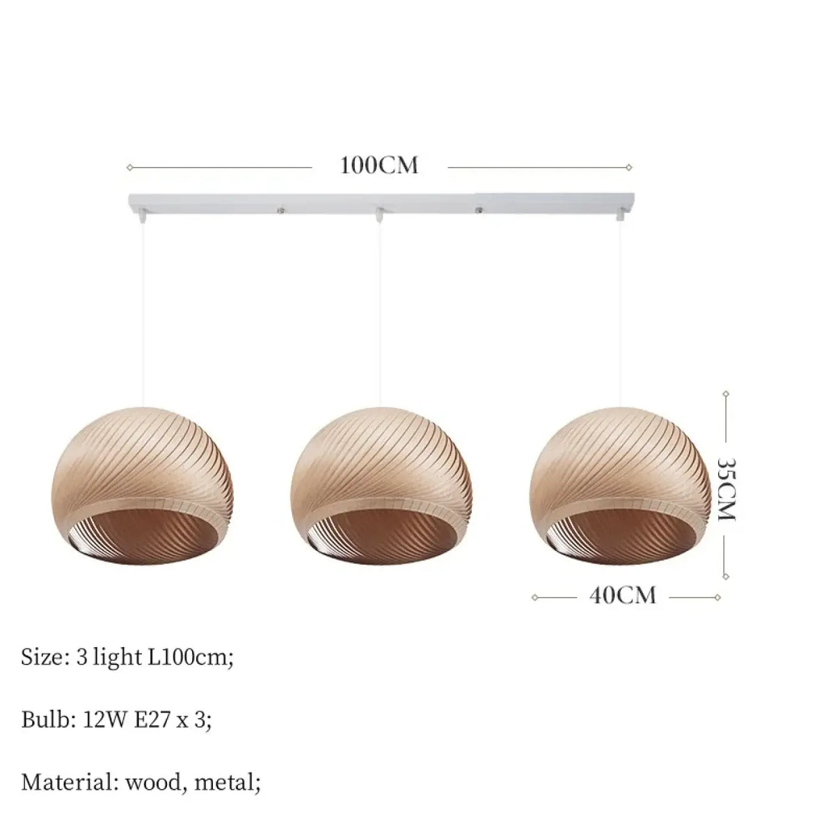 Suspension moderne en bois, modèles A et B, marron ou beige, beige