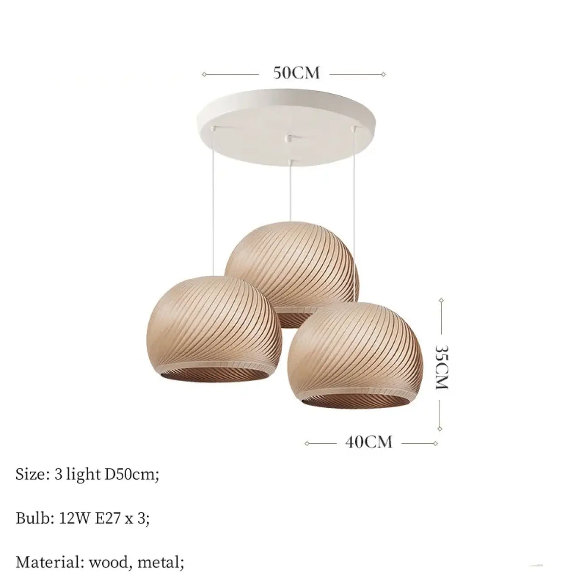 Suspension moderne en bois, modèles A et B, marron ou beige, beige