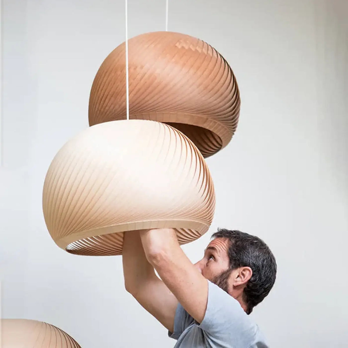 Suspension moderne en bois, modèles A et B, marron ou beige