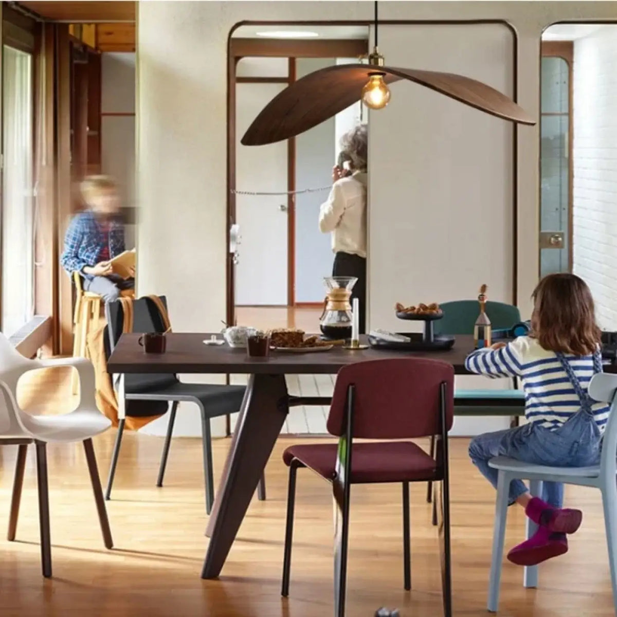 Suspension en bois forme aile, tailles S, M et L