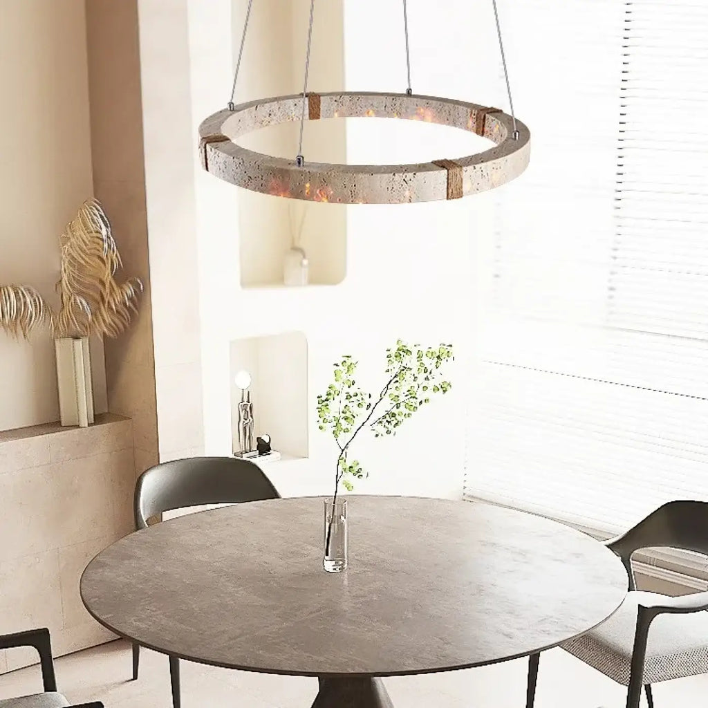 Suspension bois et métal, tailles S, M ou L, quatre lumières