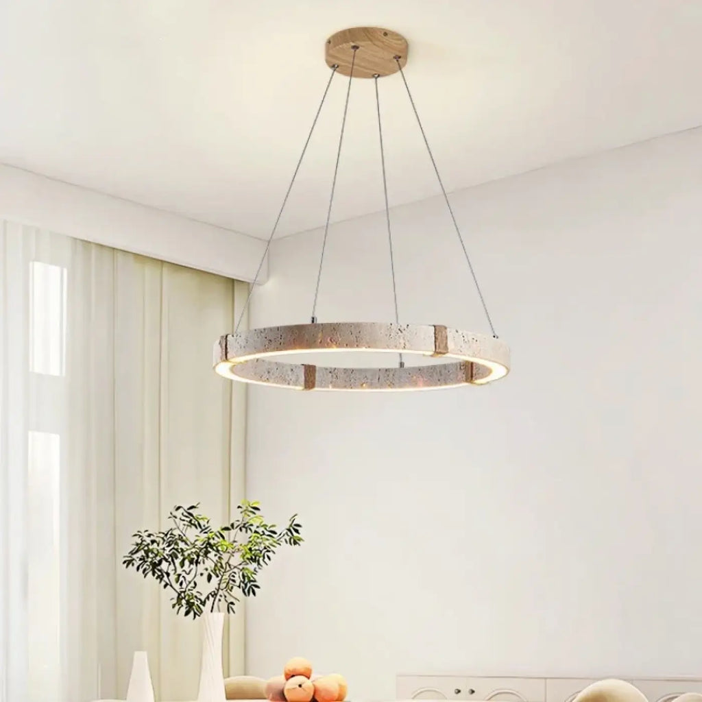 Suspension bois et métal, tailles S, M ou L, quatre lumières