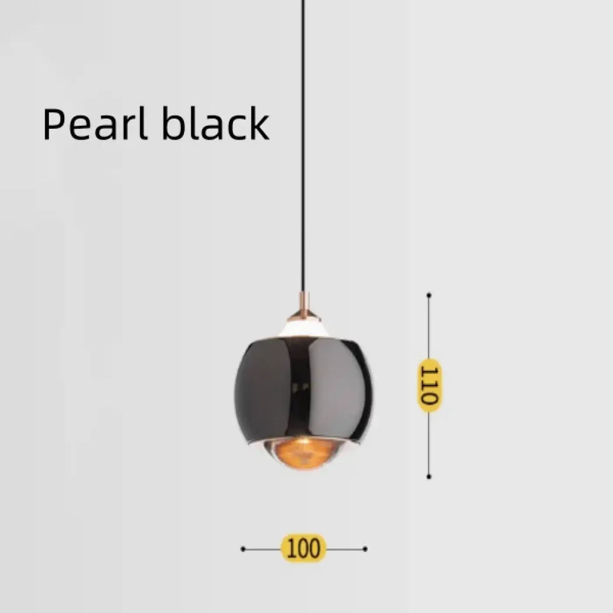 Suspension boule en métal, abat-jour noir, noir perle, doré ou blanc