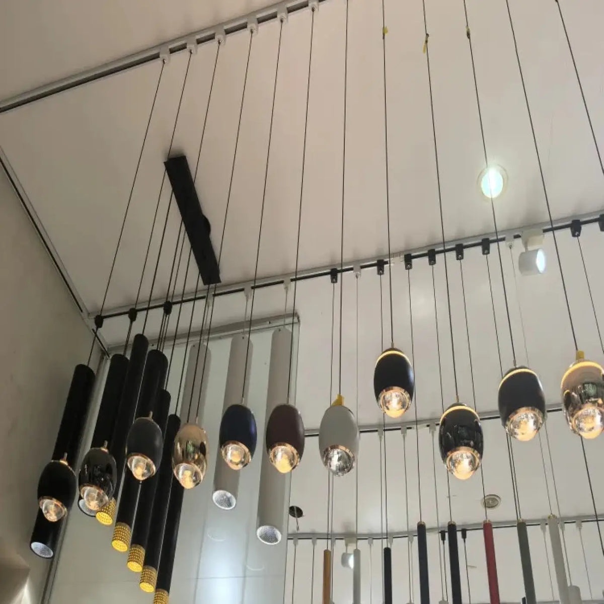 Suspension boule en métal, abat-jour noir, noir perle, doré ou blanc