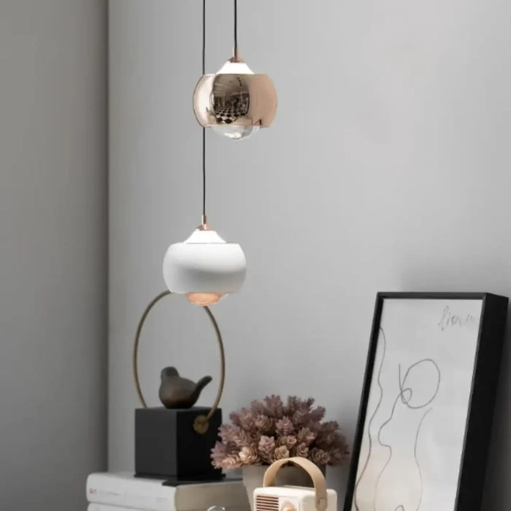 Suspension boule en métal, abat-jour noir, noir perle, doré ou blanc