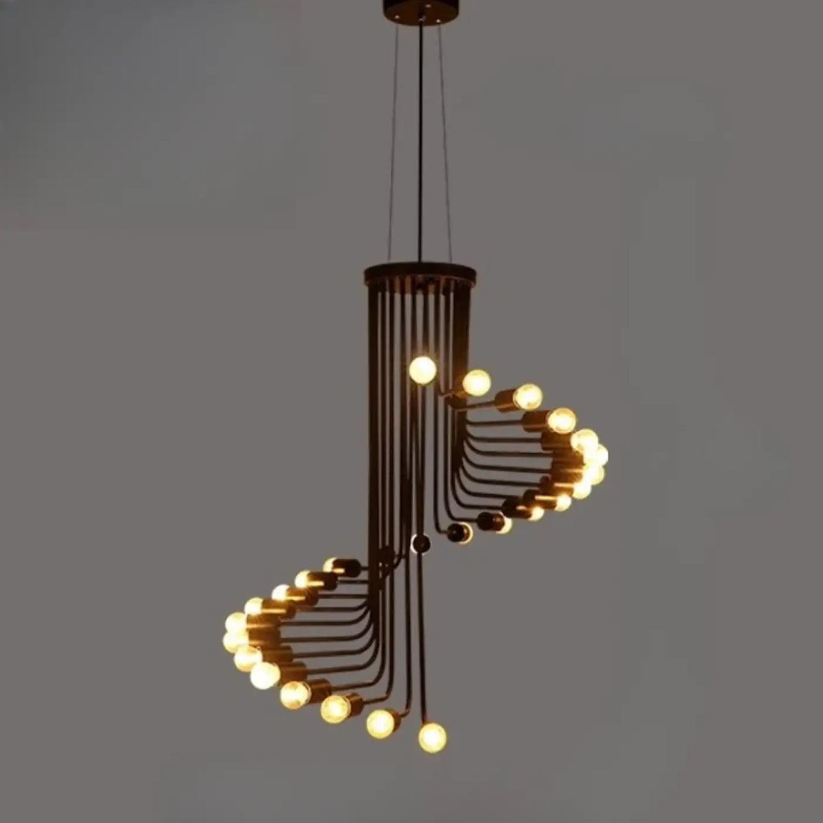 Lustre moderne à bras courbés et ampoules apparentes, tailles S et M