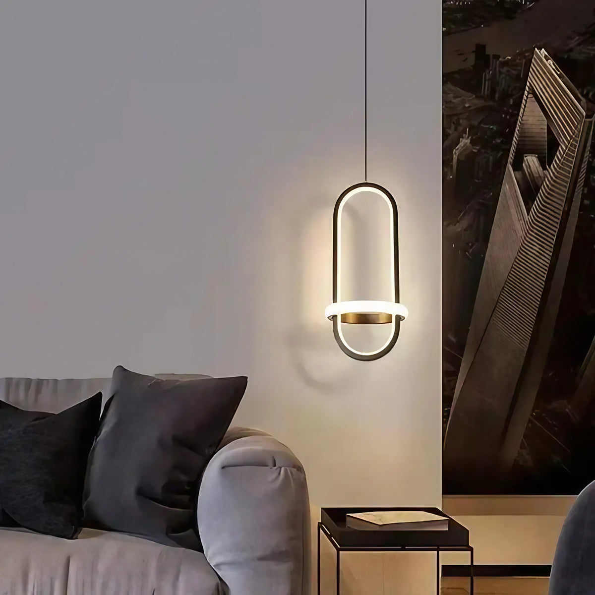 Suspension minimaliste pour chambre, dorée ou noire, noir