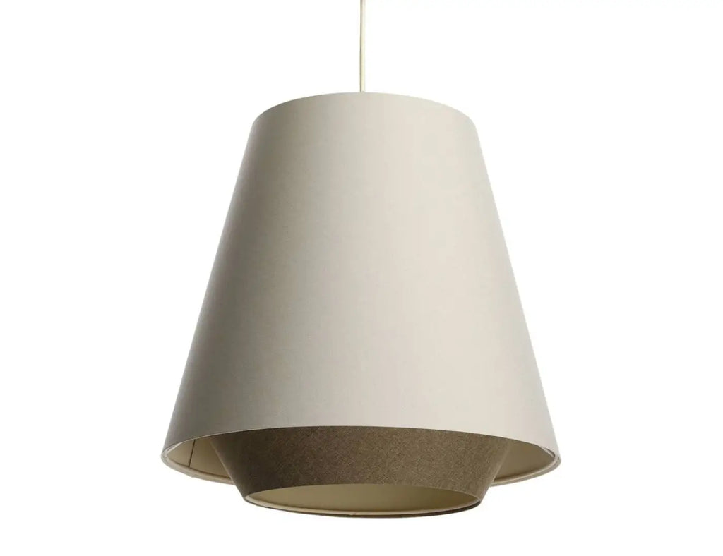 Suspension conique en textile crème et marron