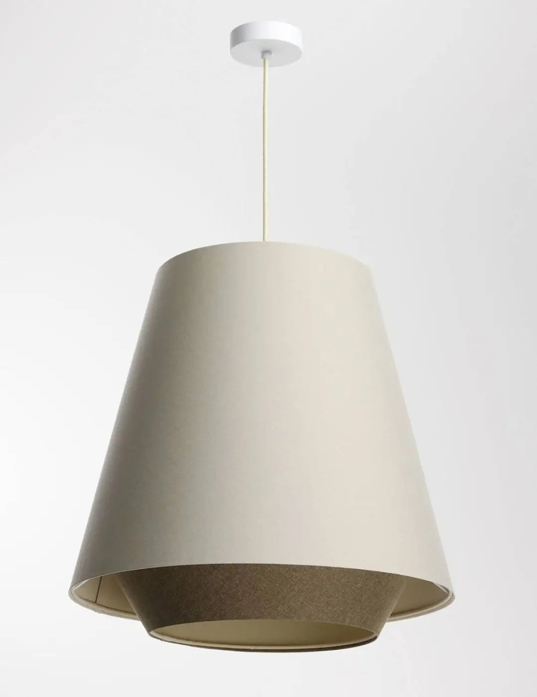 Suspension conique en textile crème et marron