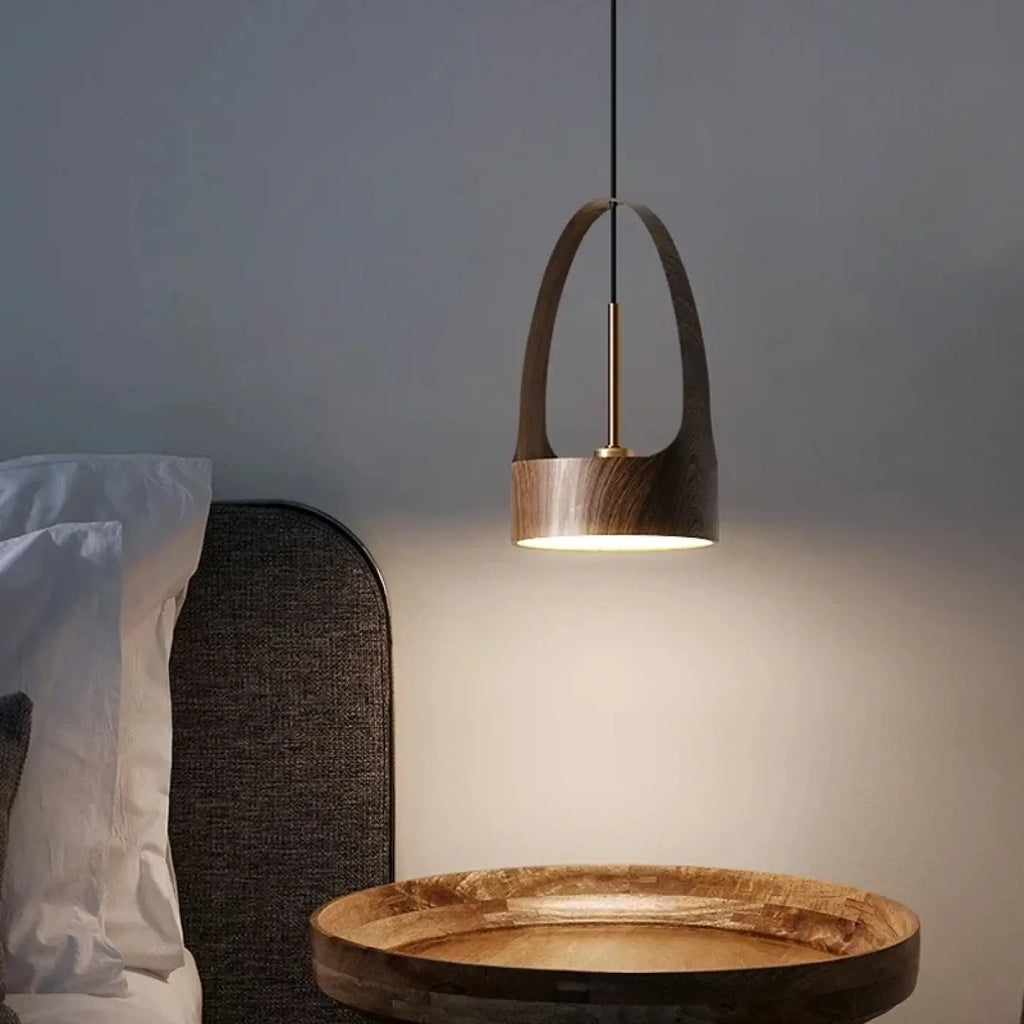 Suspension bois et métal, coloris marron ou beige