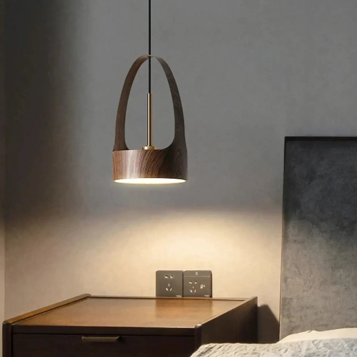Suspension bois et métal, coloris marron ou beige, marron