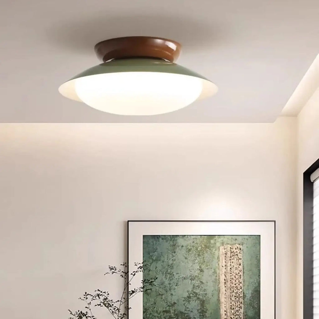 Suspension épurée en métal, jaune, vert ou argenté, taille S ou M