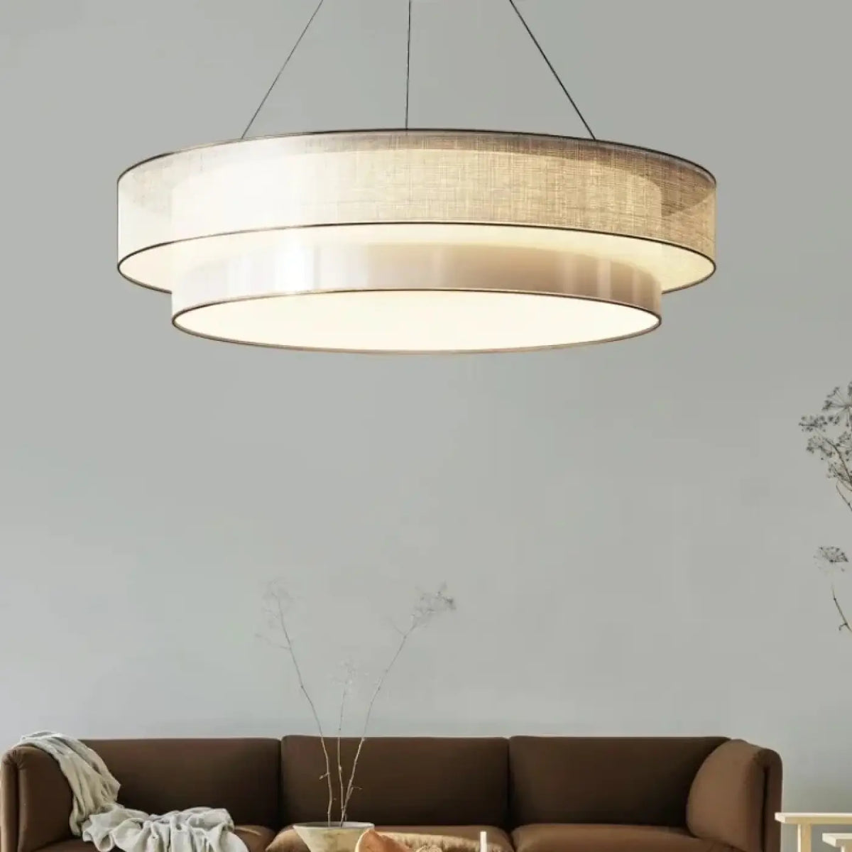 Suspension ronde en tissu beige, tailles S ou M