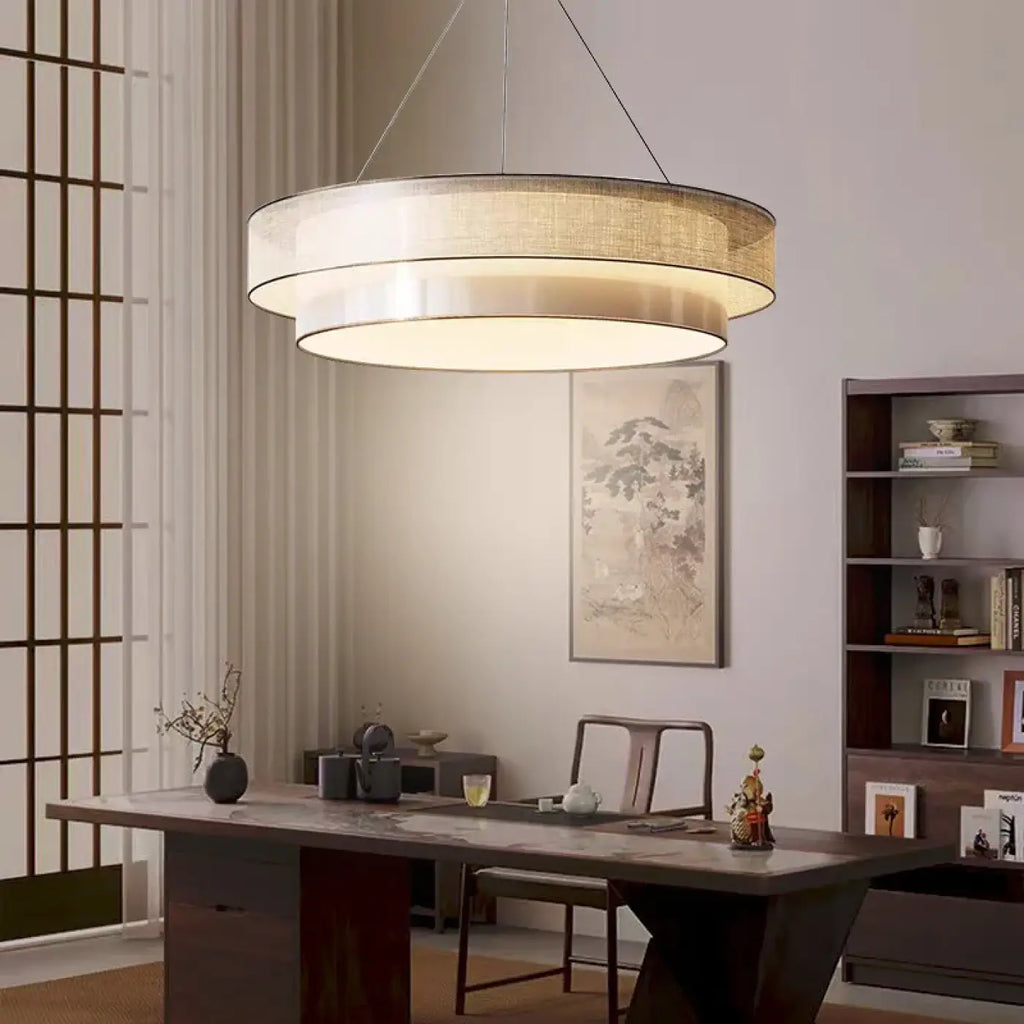 Suspension ronde en tissu beige, tailles S ou M