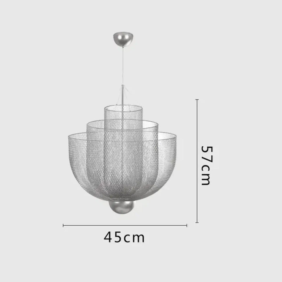 Suspension sculpturale en métal argenté, tailles S, M, L