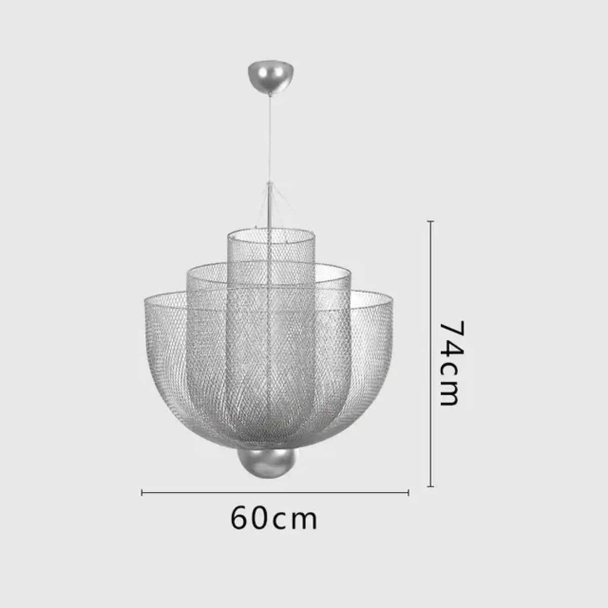 Suspension sculpturale en métal argenté, tailles S, M, L