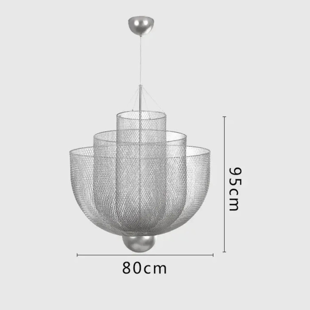 Suspension sculpturale en métal argenté, tailles S, M, L
