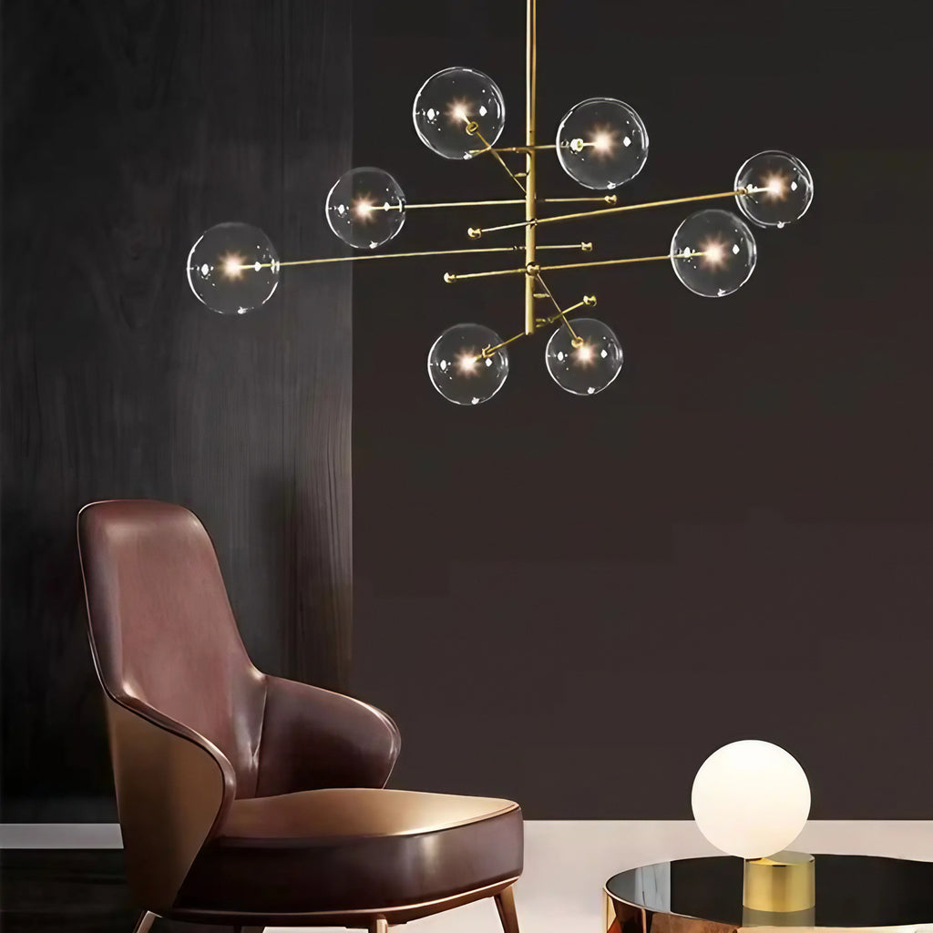 Suspension moderne à sphères de verre, bronze ou noir, tailles S et M