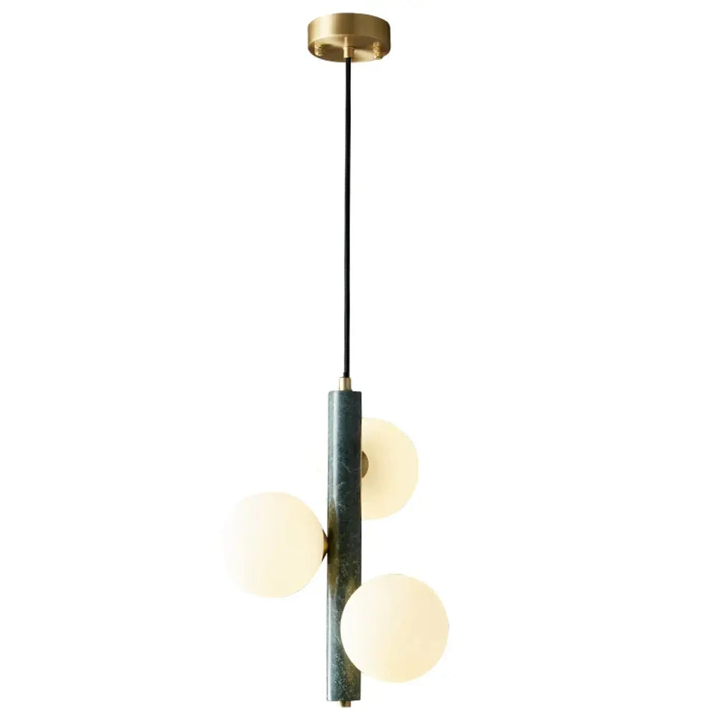 Suspension à globes opalins, blanc, doré ou vert