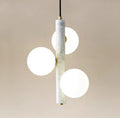 Suspension à globes opalins, blanc, doré ou vert, blanc