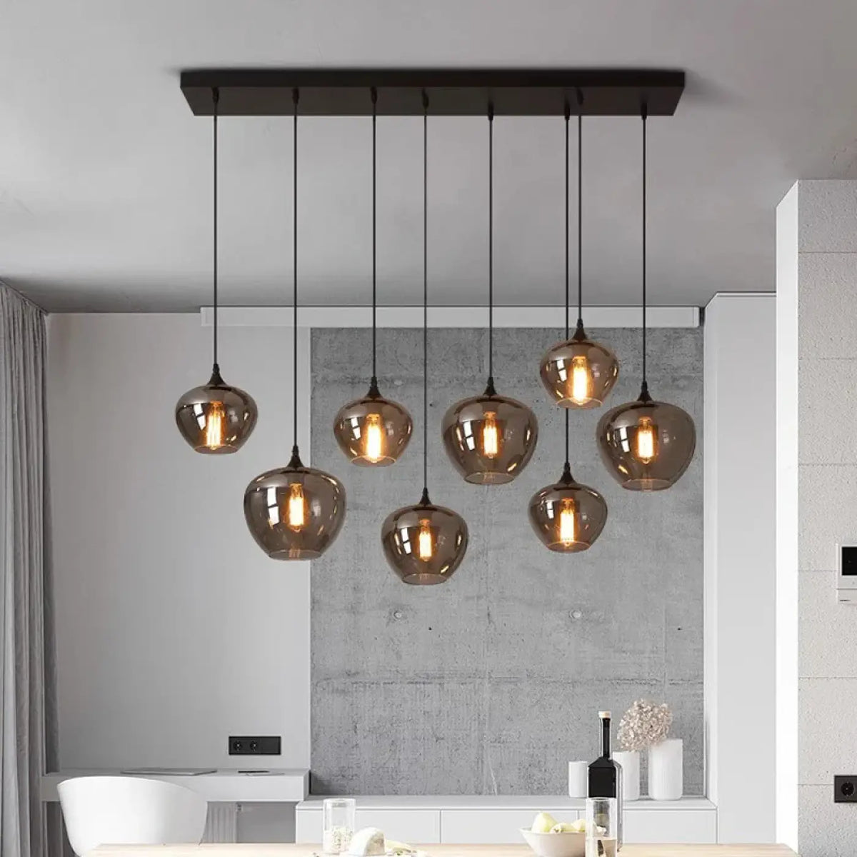 Suspension moderne à globes en verre fumé, de S à 2XL