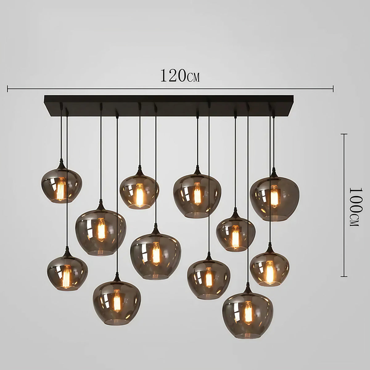 Suspension moderne à globes en verre fumé, de S à 2XL