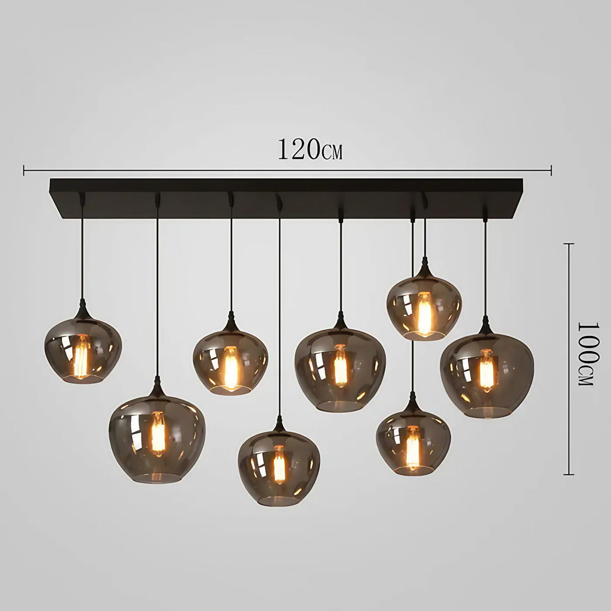 Suspension moderne à globes en verre fumé, de S à 2XL